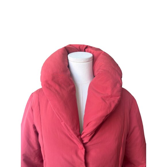 Talbots Down Filled Quilted Puffer Jacket Size Petite M Shawl Collar Pink Warm - Picture 2 of 10